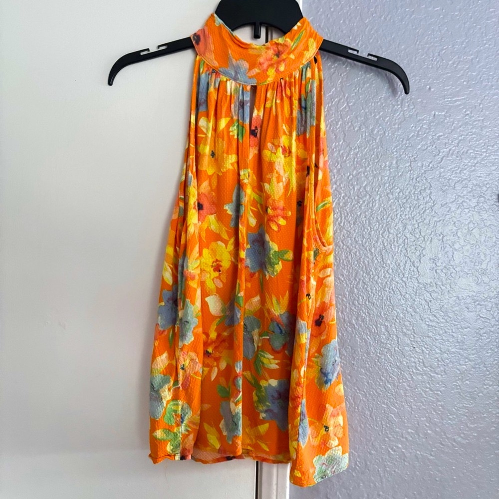 Cynthia Rowley floral blouse orange Small